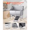 VEVOR Hundewaschstation Edelstahl, 1500x700x1495 mm Tierpflegewanne mit Rampe, Duschkopf & Seifenhalter – Bild 2