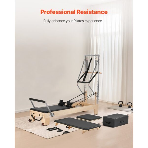 VEVOR Pilates Reformer Maschine aus Holz für Fitnessstudio zu Hause, Sprungbrett, bis zu 181,44 kg – Bild 3