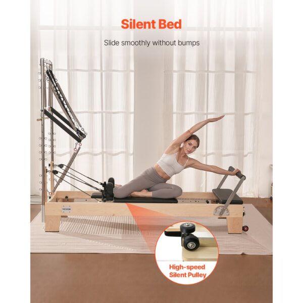VEVOR Pilates Reformer Maschine aus Holz für Fitnessstudio zu Hause, Sprungbrett, bis zu 181,44 kg – Bild 4