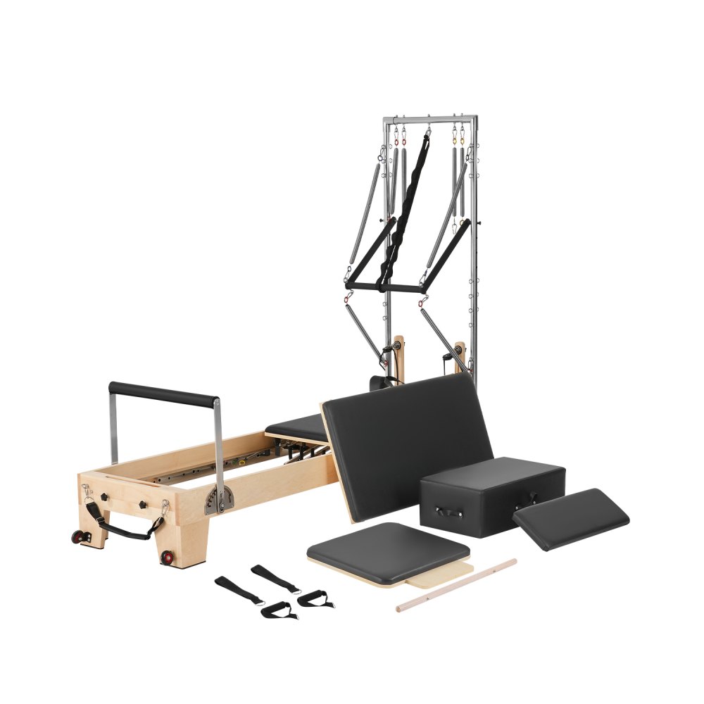 VEVOR Pilates Reformer Maschine aus Holz für Fitnessstudio zu Hause, Sprungbrett, bis zu 181,44 kg