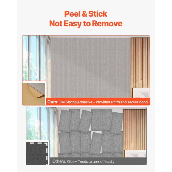 VEVOR 5er-Pack Akustikplatten mit Selbstklebeband, 1200x600x10 m schalldichte Schaumstoffplatten, für Zuhause – Bild 3