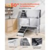 VEVOR Hundewaschstation Edelstahl, 1270x580x1495 mm Tierpflegewanne mit Rampe, Duschkopf & Seifenhalter – Bild 2