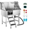 VEVOR Hundewaschstation aus Edelstahl, 961x620x1220 mm, Tierpflegewanne mit Ablagetreppe