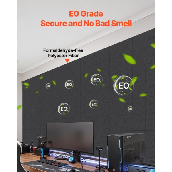 VEVOR 18er-Pack Akustikpaneele mit Selbstklebeband, 300x300x10 mm schalldichte Schaumstoffplatten, für Zuhause – Bild 4