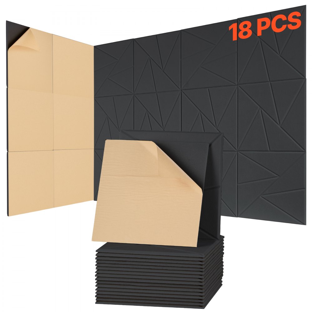 VEVOR 18er-Pack Akustikpaneele mit Selbstklebeband, 300x300x10 mm schalldichte Schaumstoffplatten, für Zuhause