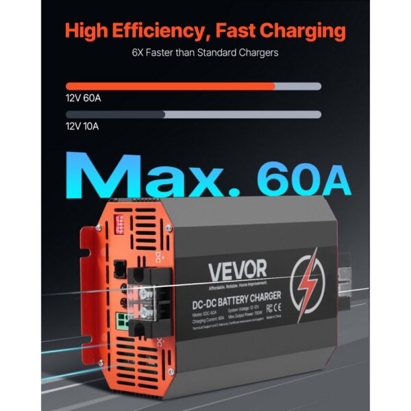 VEVOR 12 V 60 A DC/DC-Batterieladegerät, 750 W, GEL- und Nassbatterien – Bild 2 VEVOR 12 V 60 A DC/DC-Batterieladegerät, 750 W, GEL- und Nassbatterien – Bild 2