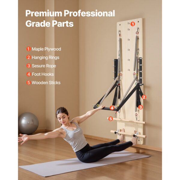 VEVOR Pilates Reformer Maschine zur Wandmontage, Pilates-Sprungbrett aus Ahornholz – Bild 5