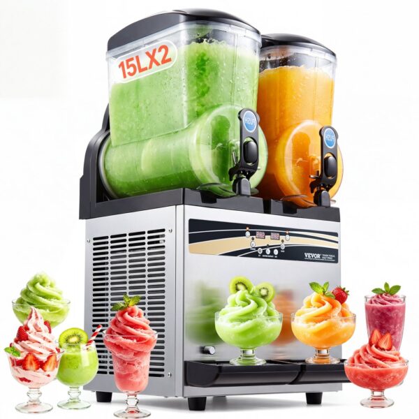 VEVOR kommerzieller Frozen Drink Maker, 15 L x 2 Slush-Maschine mit zwei Tanks