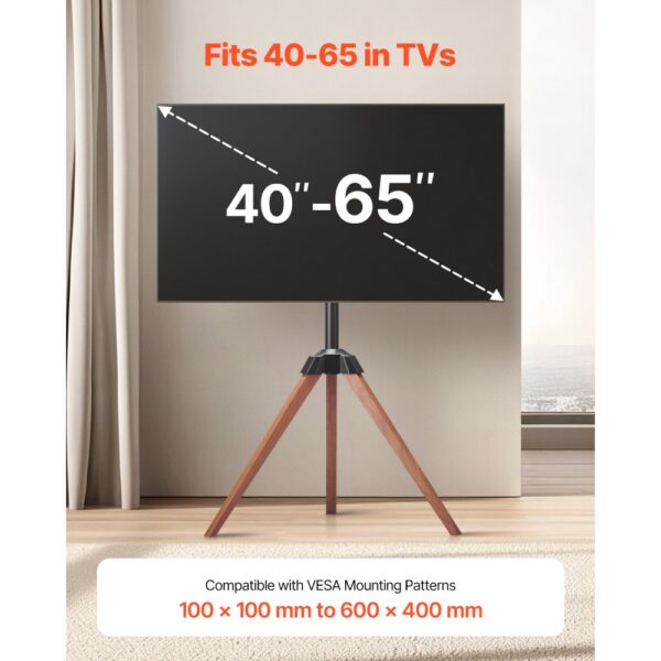 VEVOR TV-Ständer mit Stativ-Staffelei für 1016-1651 mm flach & Curved-TVs bis zu 45 kg – Bild 2 VEVOR TV-Ständer mit Stativ-Staffelei für 1016-1651 mm flach & Curved-TVs bis zu 45 kg – Bild 2