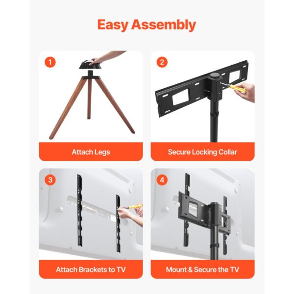 VEVOR TV-Ständer mit Stativ-Staffelei für 1016-1651 mm flach & Curved-TVs bis zu 45 kg – Bild 5 VEVOR TV-Ständer mit Stativ-Staffelei für 1016-1651 mm flach & Curved-TVs bis zu 45 kg – Bild 5