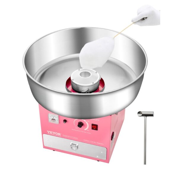 VEVOR elektrische Zuckerwattemaschine kommerzielle Zuckerwattegeräte (1000 W) mit 52 cm Edelstahlschüssel