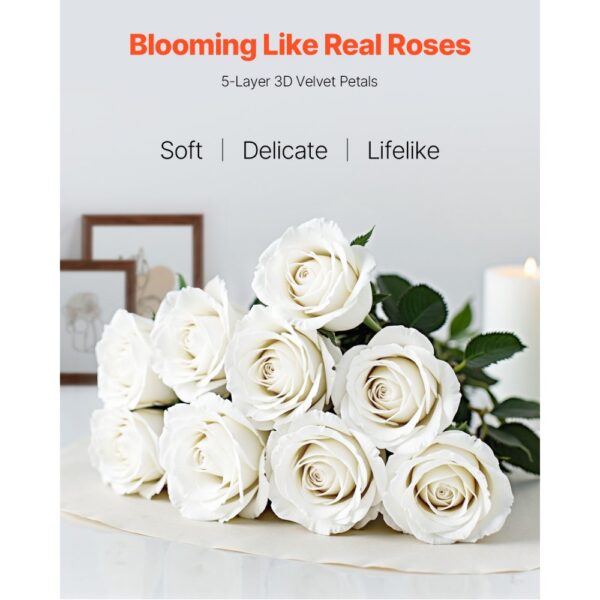 VEVOR Künstliche Blumen Rosen, 60 Stück Kunstblumen, Weiße Gefälschte Rose mit Stielen – Bild 2 VEVOR Künstliche Blumen Rosen, 60 Stück Kunstblumen, Weiße Gefälschte Rose mit Stielen – Bild 2