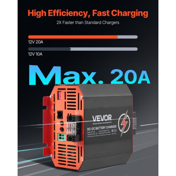 VEVOR 12 V 20 A DC/DC-Ladegerät, 250 W, GEL- und Nassbatterien, intelligentes mehrstufiges Laden – Bild 2 VEVOR 12 V 20 A DC/DC-Ladegerät, 250 W, GEL- und Nassbatterien, intelligentes mehrstufiges Laden – Bild 2