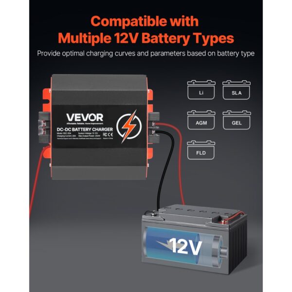 VEVOR 12 V 20 A DC/DC-Ladegerät, 250 W, GEL- und Nassbatterien, intelligentes mehrstufiges Laden – Bild 4 VEVOR 12 V 20 A DC/DC-Ladegerät, 250 W, GEL- und Nassbatterien, intelligentes mehrstufiges Laden – Bild 4