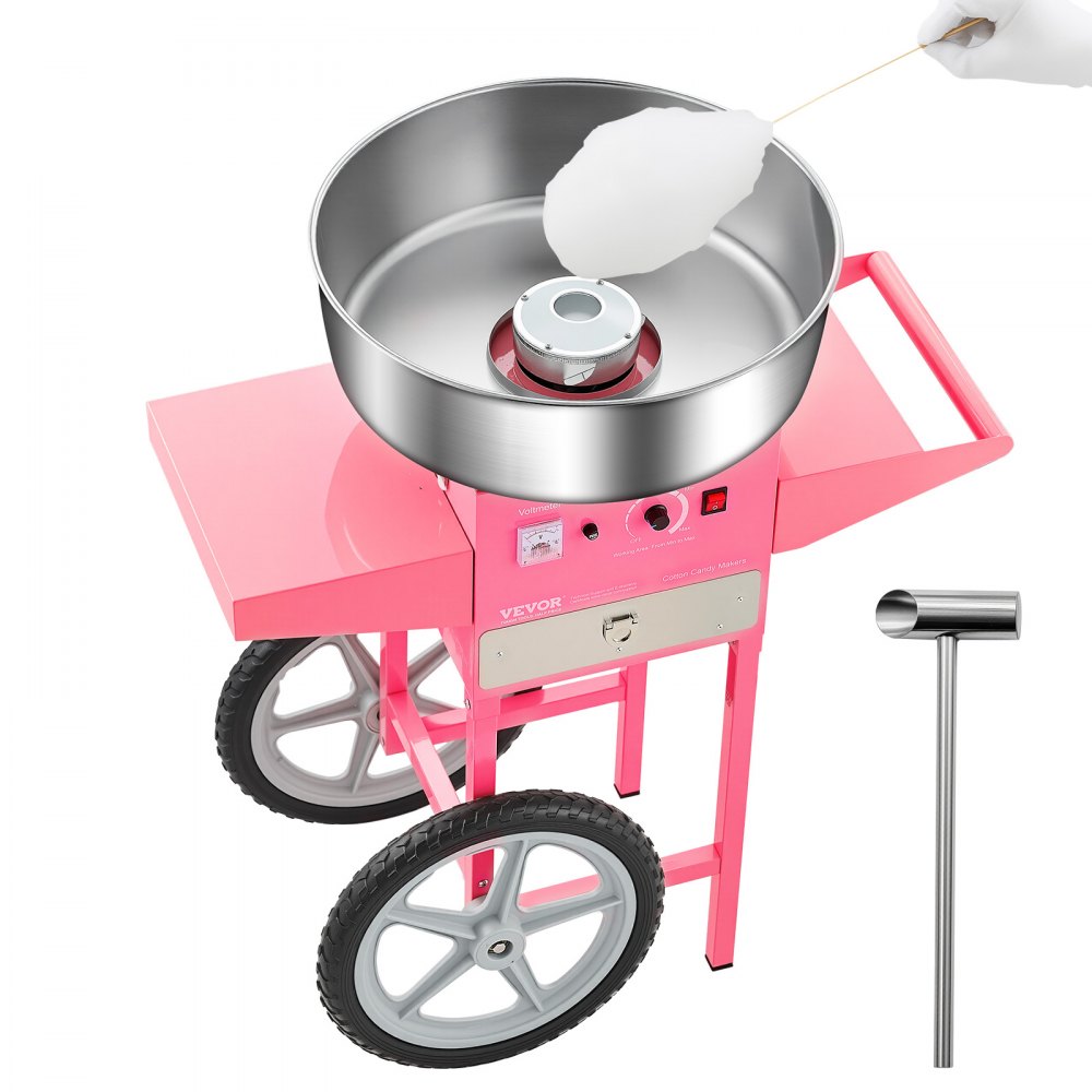 VEVOR elektrische Zuckerwattemaschine kommerzielle Zuckerwattegeräte mit Wagen (1000 W) mit 52 cm