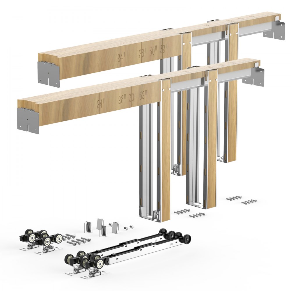 VEVOR Schiebetürrahmen-Set für 1219–1829 mm breite & 2032 mm hohe Türen, für Wohnzimmer