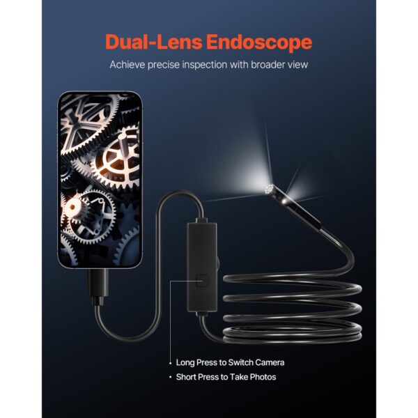 VEVOR Endoskopkamera mit Licht, 1920P HD-Inspektionskamera mit 8+1 LED-Leuchten, 2-fachem Zoom – Bild 2 VEVOR Endoskopkamera mit Licht, 1920P HD-Inspektionskamera mit 8+1 LED-Leuchten, 2-fachem Zoom – Bild 2