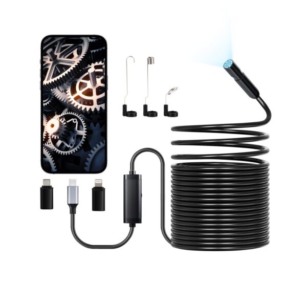 VEVOR Endoskopkamera mit 15 m langem Kabel, 1920P HD-Inspektionskamera für Android & iOS, 8 LEDs VEVOR Endoskopkamera mit 15 m langem Kabel, 1920P HD-Inspektionskamera für Android & iOS, 8 LEDs