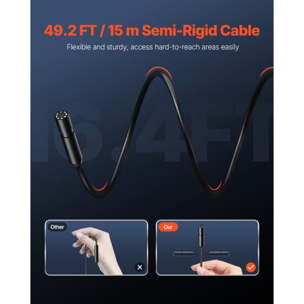 VEVOR Endoskopkamera mit 15 m langem Kabel, 1920P HD-Inspektionskamera für Android & iOS, 8 LEDs – Bild 2 VEVOR Endoskopkamera mit 15 m langem Kabel, 1920P HD-Inspektionskamera für Android & iOS, 8 LEDs – Bild 2