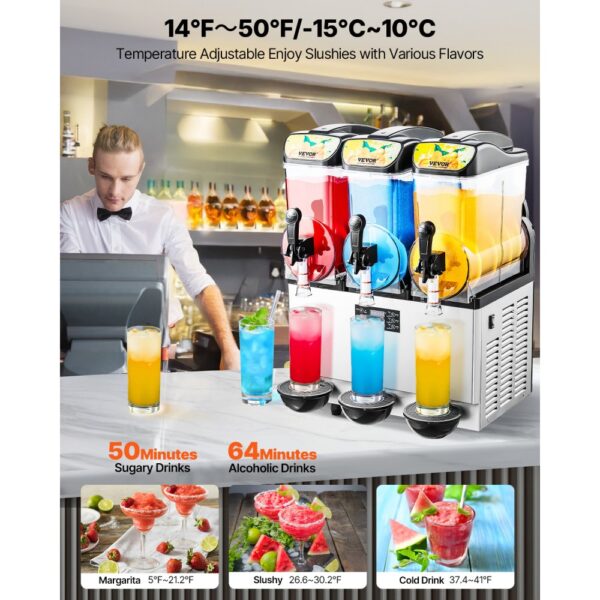 VEVOR Gewerbliche Slush Eis Maschine 45 L Slushie-Maker mit 3 Tanks – Bild 3 VEVOR Gewerbliche Slush Eis Maschine 45 L Slushie-Maker mit 3 Tanks – Bild 3