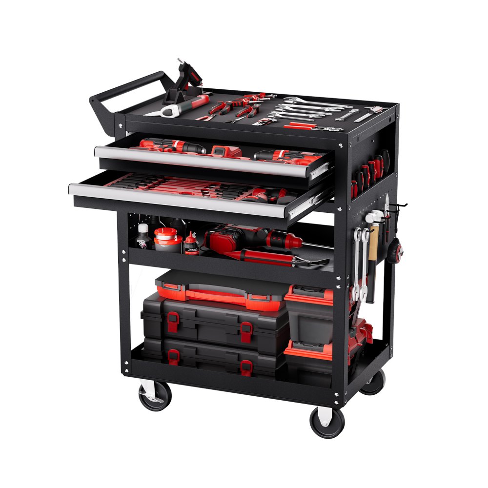 VEVOR Werkzeugwagen 785x450x945 mm, 181 kg Tragkraft, Werkstattwagen mit 2 Schubladen