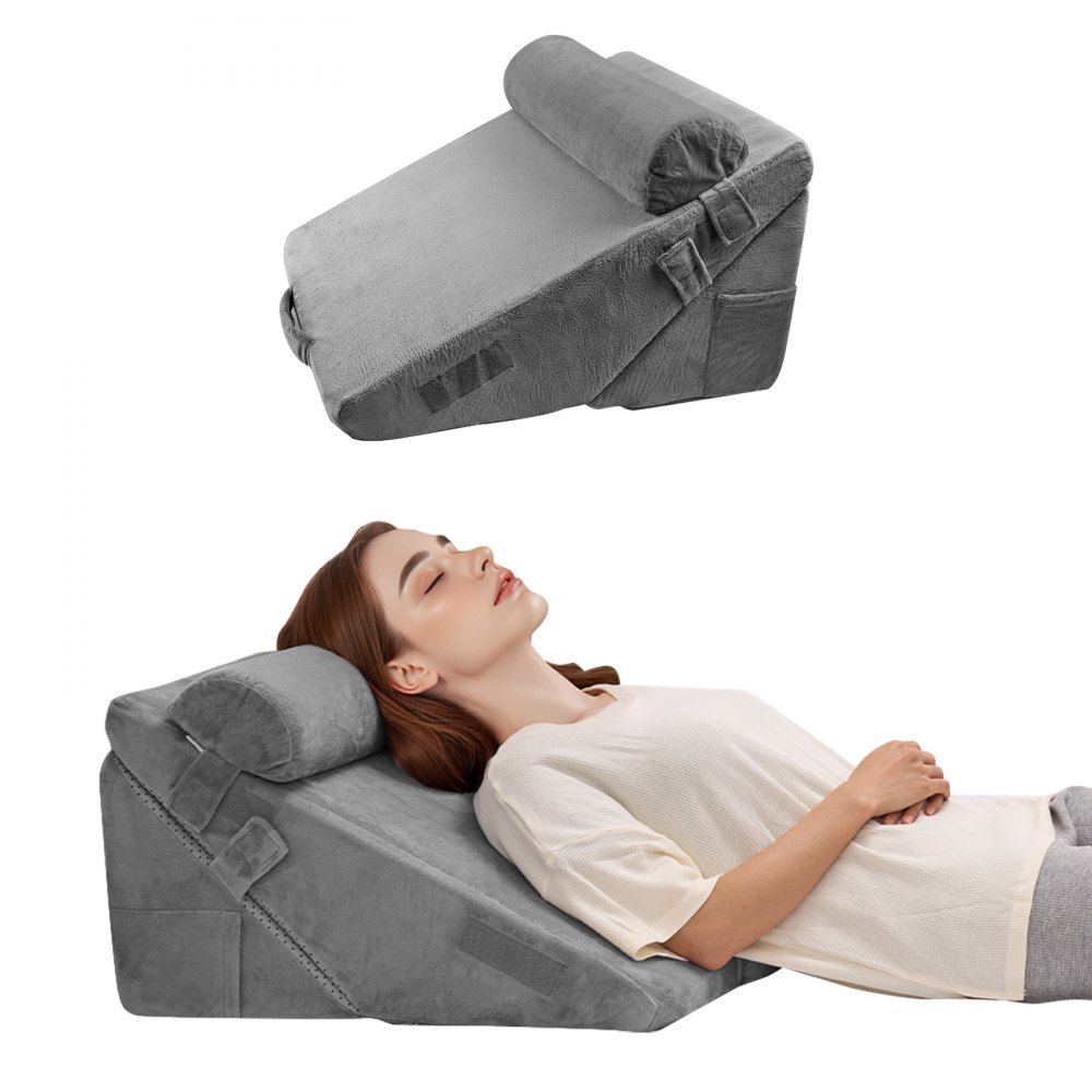 VEVOR Bettkeilkissen, 3-teiliges orthopädisches Bettkeil-Set, mit Bezug & Schaumstoffunterstützung