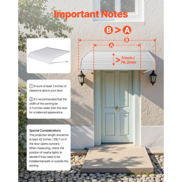 VEVOR Fenstermarkise 121,9x106,6x51cm, leichte & stabile Aluminium-Außenmarkisen, Schutz vor Regen – Bild 5