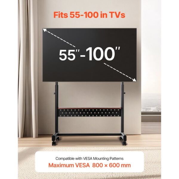 VEVOR rollbarer TV-Ständer TV-Wagen für 1397-2540 mm Bildschirme – Bild 2