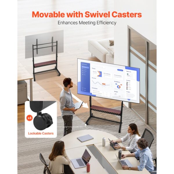 VEVOR rollbarer TV-Ständer TV-Wagen für 1397-2540 mm Bildschirme – Bild 3