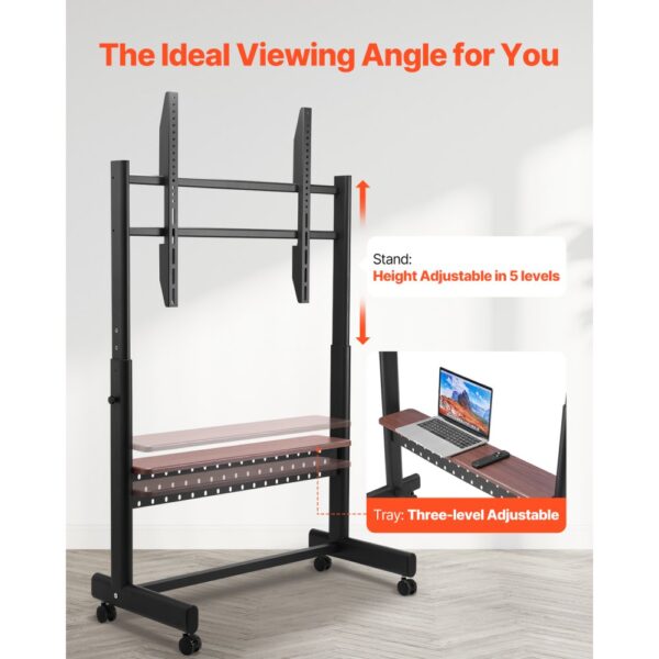 VEVOR rollbarer TV-Ständer TV-Wagen für 1397-2540 mm Bildschirme – Bild 5