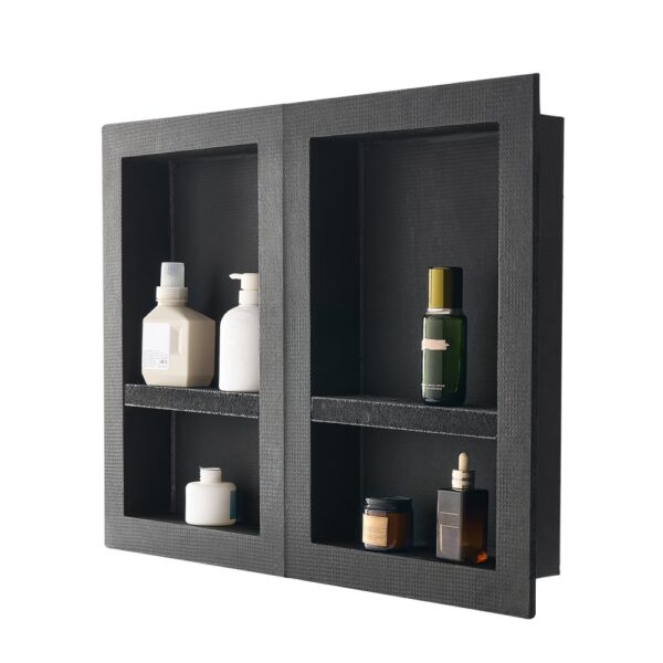 VEVOR Duschnische, 40,6 x 61 cm + 40,6 x 61 cm Wandnische mit beweglichem Regal, schwarz für Badezimmerdusche VEVOR Duschnische, 40,6 x 61 cm + 40,6 x 61 cm Wandnische mit beweglichem Regal, schwarz für Badezimmerdusche