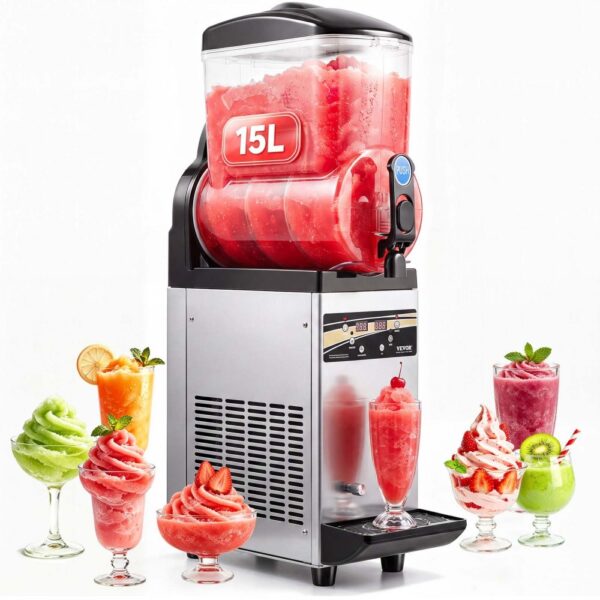 VEVOR Gewerbliche Slush Eis Maschine 15 L Slushie-Maker aus Edelstahl
