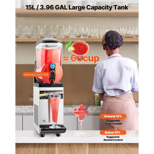 VEVOR Gewerbliche Slush Eis Maschine 15 L Slushie-Maker aus Edelstahl – Bild 2