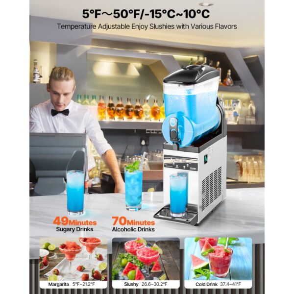VEVOR Gewerbliche Slush Eis Maschine 15 L Slushie-Maker aus Edelstahl – Bild 3