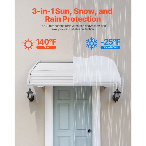 VEVOR Fenstermarkise 101,6x106,6x51 cm, leichte & stabile Aluminium-Außenmarkisen, Schutz vor Regen – Bild 2