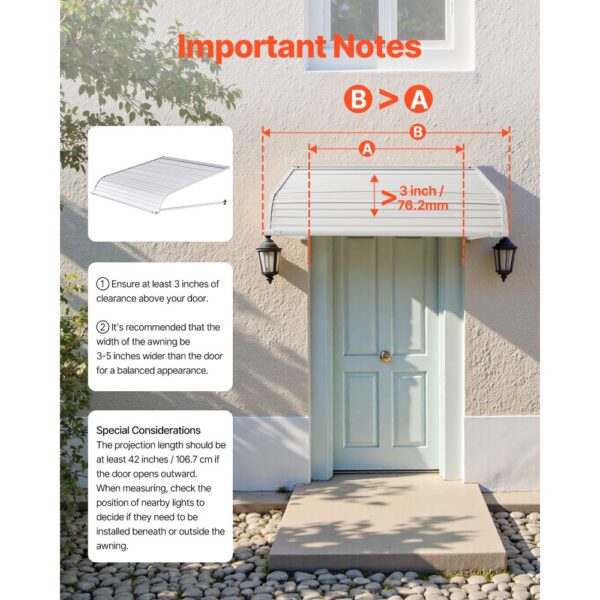 VEVOR Fenstermarkise 101,6x106,6x51 cm, leichte & stabile Aluminium-Außenmarkisen, Schutz vor Regen – Bild 5