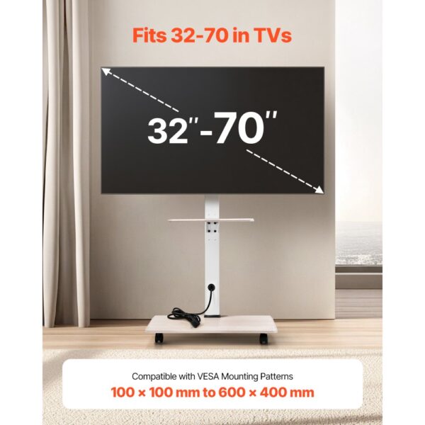 VEVOR rollbarer TV-Ständer Fernsehständer für 812,8-1778 mm TVs bis zu 40 kg – Bild 2
