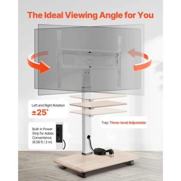 VEVOR rollbarer TV-Ständer Fernsehständer für 812,8-1778 mm TVs bis zu 40 kg – Bild 5