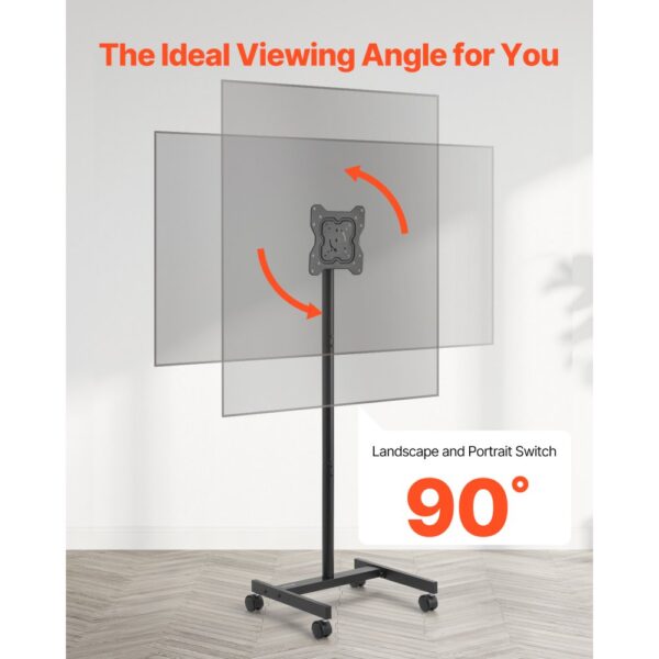 VEVOR rollbarer TV-Ständer Standfuß Fernsehstand für 431,8-1397 mm flach & Curved-TVs – Bild 5