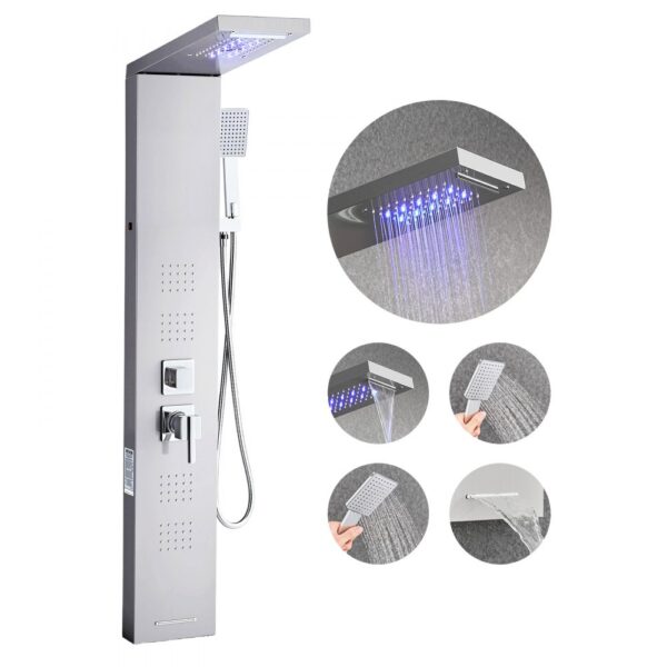 VEVOR Duschpaneel-Turmsystem (5 Modi) mit Regenwasserfall-Duschkopf & LED, mit Handbrause & 4 Körperbrausen VEVOR Duschpaneel-Turmsystem (5 Modi) mit Regenwasserfall-Duschkopf & LED, mit Handbrause & 4 Körperbrausen
