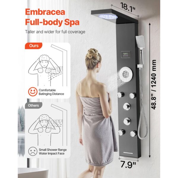 VEVOR Duschpaneel-Turmsystem (6 in 1) mit Regenwasserfall-Duschkopf & LED, Regenmassagesystem zur Wandmontage – Bild 2 VEVOR Duschpaneel-Turmsystem (6 in 1) mit Regenwasserfall-Duschkopf & LED, Regenmassagesystem zur Wandmontage – Bild 2