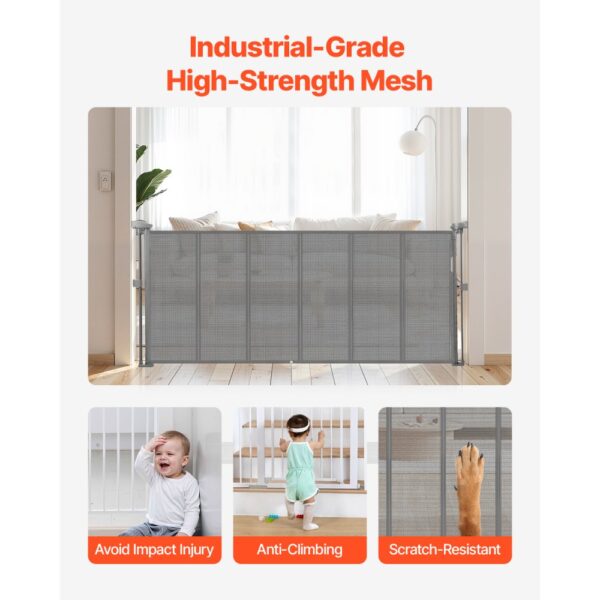 VEVOR einziehbares Babygitter 87 cm hoch, ausziehbar bis 180 cm breit, Gitter für Kinder oder Haustiere – Bild 5