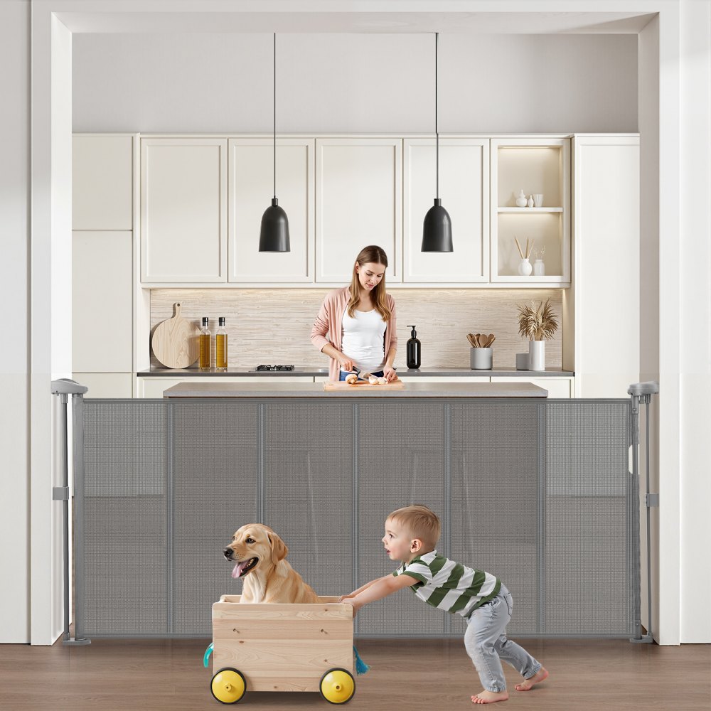 VEVOR einziehbares Babygitter 87 cm hoch, ausziehbar bis 180 cm breit, Gitter für Kinder oder Haustiere
