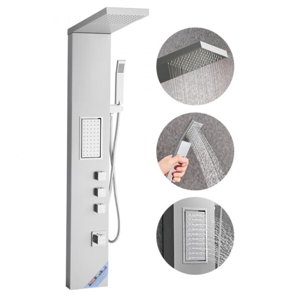 VEVOR Duschpaneel-Turmsystem (3 in 1) mit Regenwasserfall-Duschkopf, Regenmassagesystem zur Wandmontage VEVOR Duschpaneel-Turmsystem (3 in 1) mit Regenwasserfall-Duschkopf, Regenmassagesystem zur Wandmontage