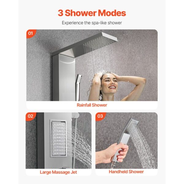 VEVOR Duschpaneel-Turmsystem (3 in 1) mit Regenwasserfall-Duschkopf, Regenmassagesystem zur Wandmontage – Bild 3 VEVOR Duschpaneel-Turmsystem (3 in 1) mit Regenwasserfall-Duschkopf, Regenmassagesystem zur Wandmontage – Bild 3