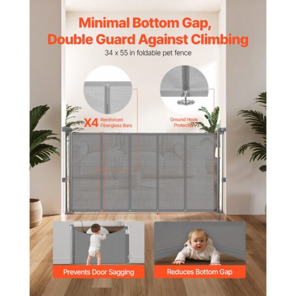 VEVOR einziehbares Babygitter (87 cm hoch ausziehbar bis 140 cm breit) ausziehbares Gitter für Kinder – Bild 2