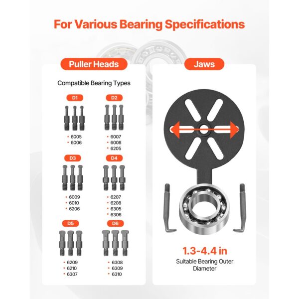 VEVOR Lagerabzieher-Set 21 tlg. 3-Backen-Hakenabzieher für interne und externe Lager & Lager ohne Innenwelle – Bild 3