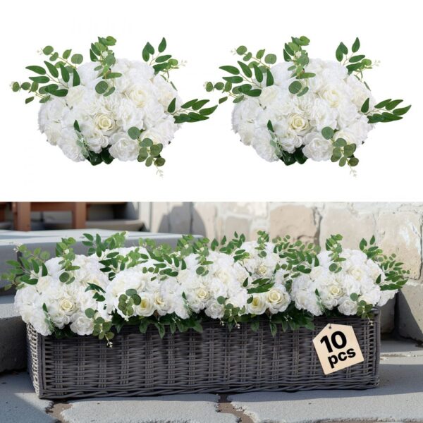 VEVOR Kunstblumen, 10 Stück, 450 mm Durchmesser, weiße Rosen, Tischdekorationen für Zuhause