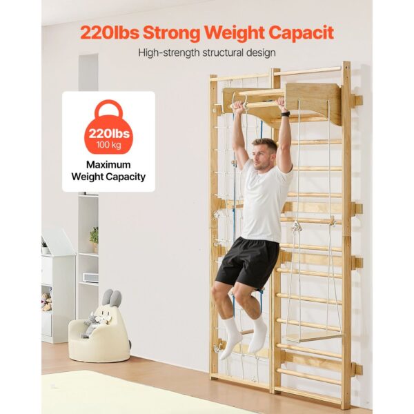 VEVOR schwedische Leiterwand 8 in 1 12-stufiges Kletterspielzeug aus Massivholz 100 kg belastbares – Bild 5