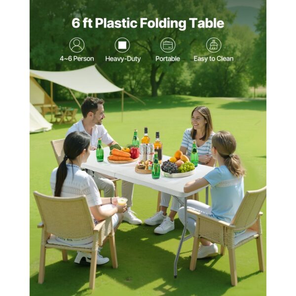 VEVOR Klapptisch Buffettisch tragbarer Allzwecktisch 180 cm, weiß – Bild 2